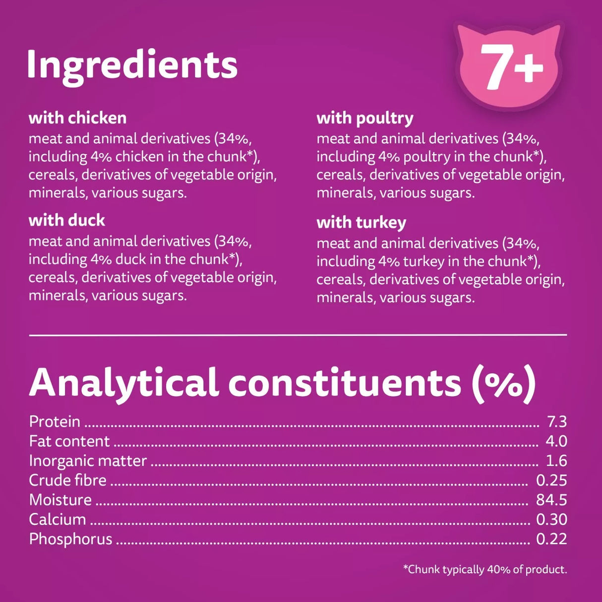 Whiskas 12x85g Pouch 7+ Senior Wet Cat Food Pouches in Gravy