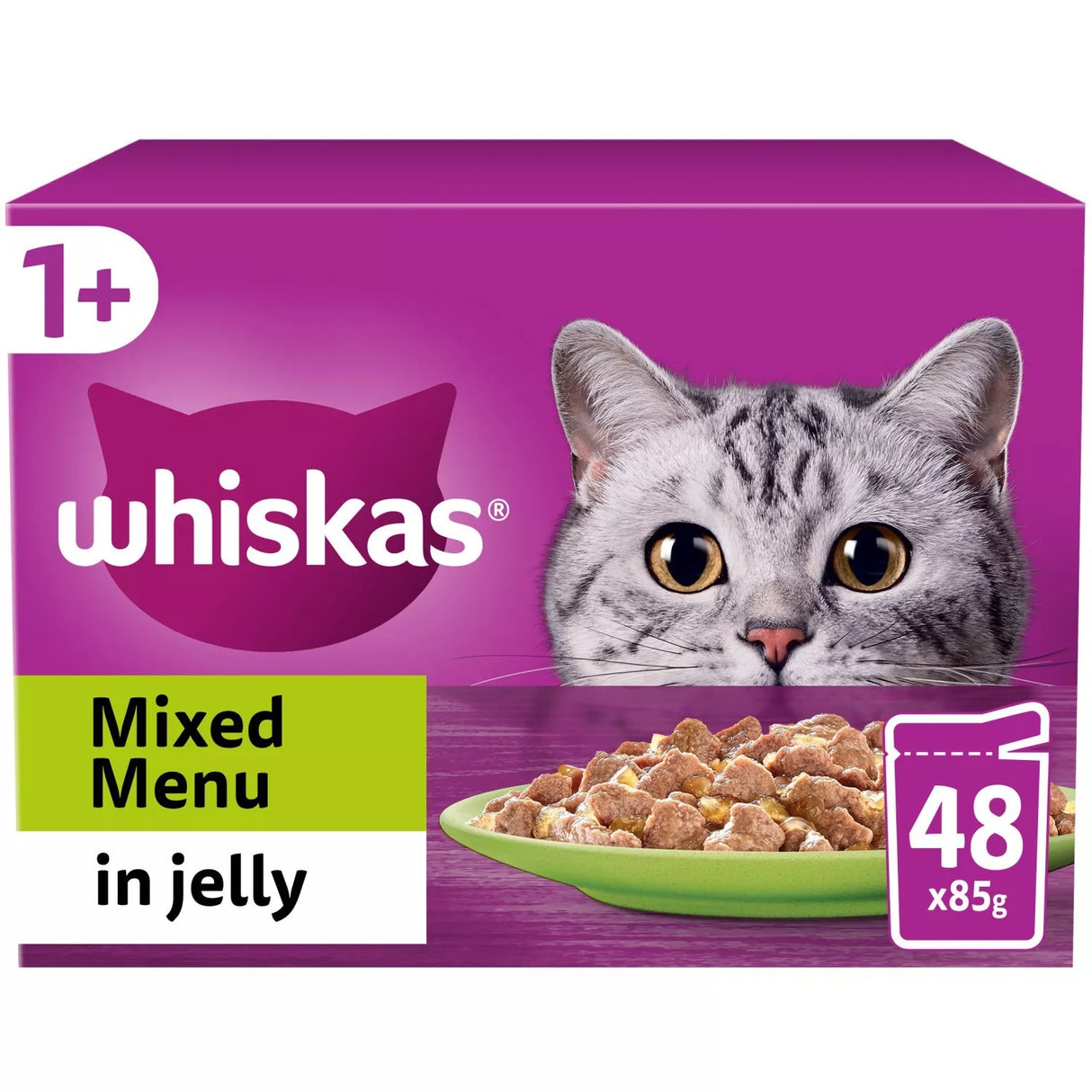 Whiskas 12x85g Mixed Menu 1+ Adult Wet Cat Food Pouches in Jelly