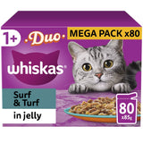 Whiskas 80x85g Pouches 1+ Duo Surf & Turf Jelly