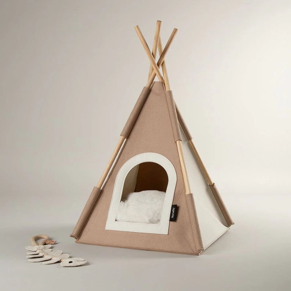 Scruffs Stockholm Felt TeePee Cat Bed - Tan - Old Railway Line Garden Centre