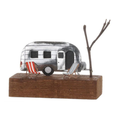 Shoeless Joe 10cm Caravan Site Scene on a Wooden Block - Old Railway Line Garden Centre