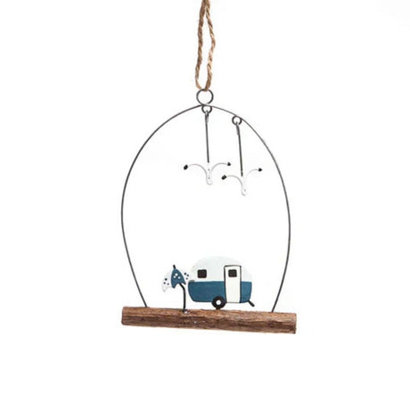 Shoeless Joe 11cm Mini Caravan Hanging Decoration - Old Railway Line Garden Centre