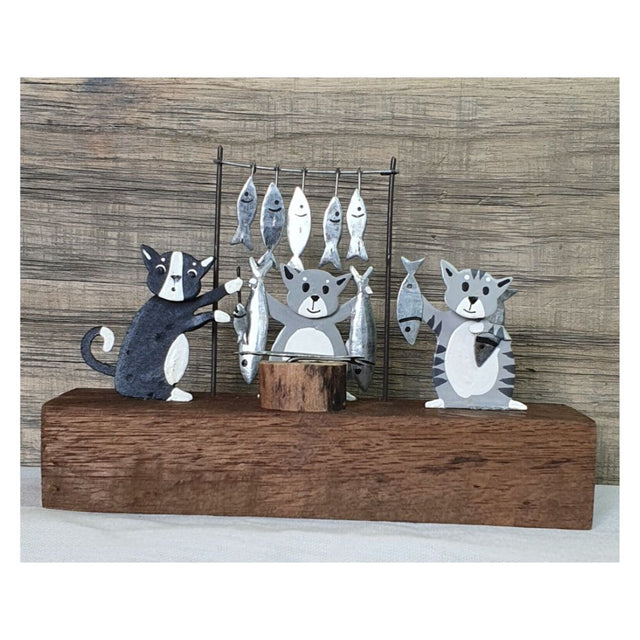 Shoeless Joe 12cm Cats at Fish Market Ornament - Old Railway Line Garden Centre