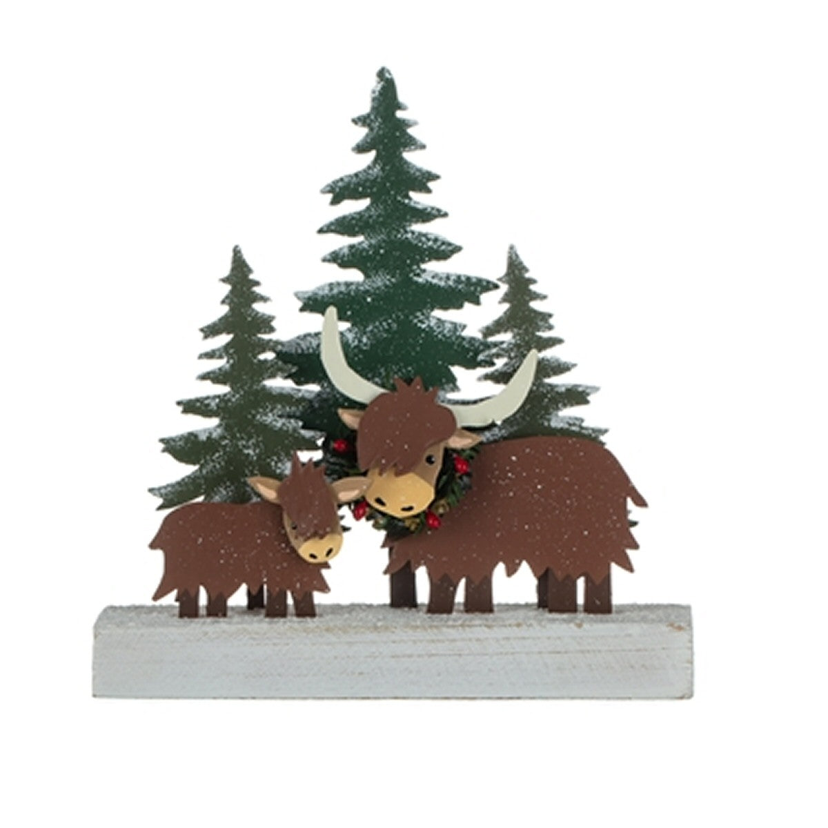 Shoeless Joe 16cm Highland Cow Wintery Scene Ornament