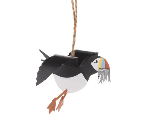 Shoeless Joe 6cm Puffin & sandeels hanging decoration - Old Railway Line Garden Centre