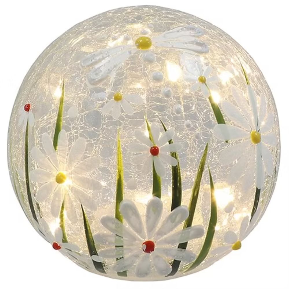 Shudehill 12cm Crackle Daisies LED Ball Small