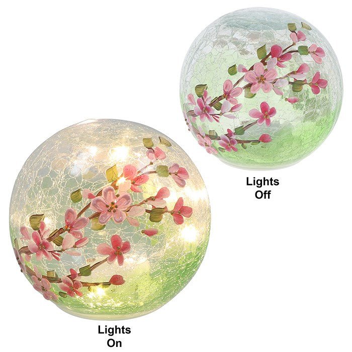 Shudehill 15cm Crackle LED Ball Blossom - Old Railway Line Garden Centre
