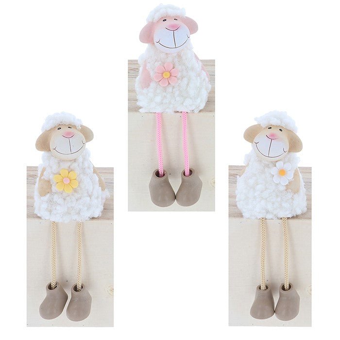 Shudehill 16cm Flower Sheep Dangle Leg (Choice of 3) - Old Railway Line Garden Centre