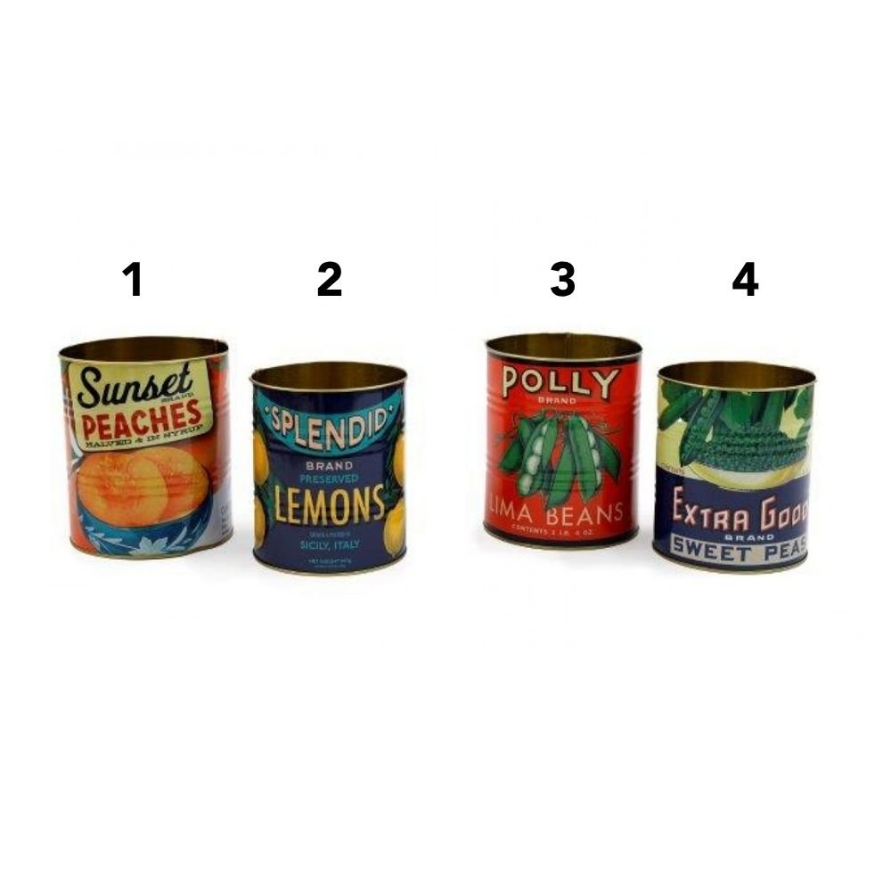 Sifcon 13cm Peas & Fruit Tins Ornament - (Choice of 4) - Old Railway Line Garden Centre