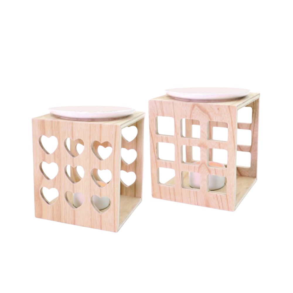 Sifcon 13cm Wooden Cut Out Oil/ Wax Warmer (Choice of 2)