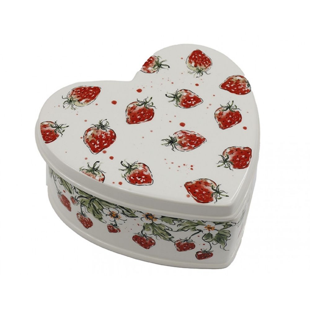 Sifcon 21cm Strawberry Print Heart Storage Tin