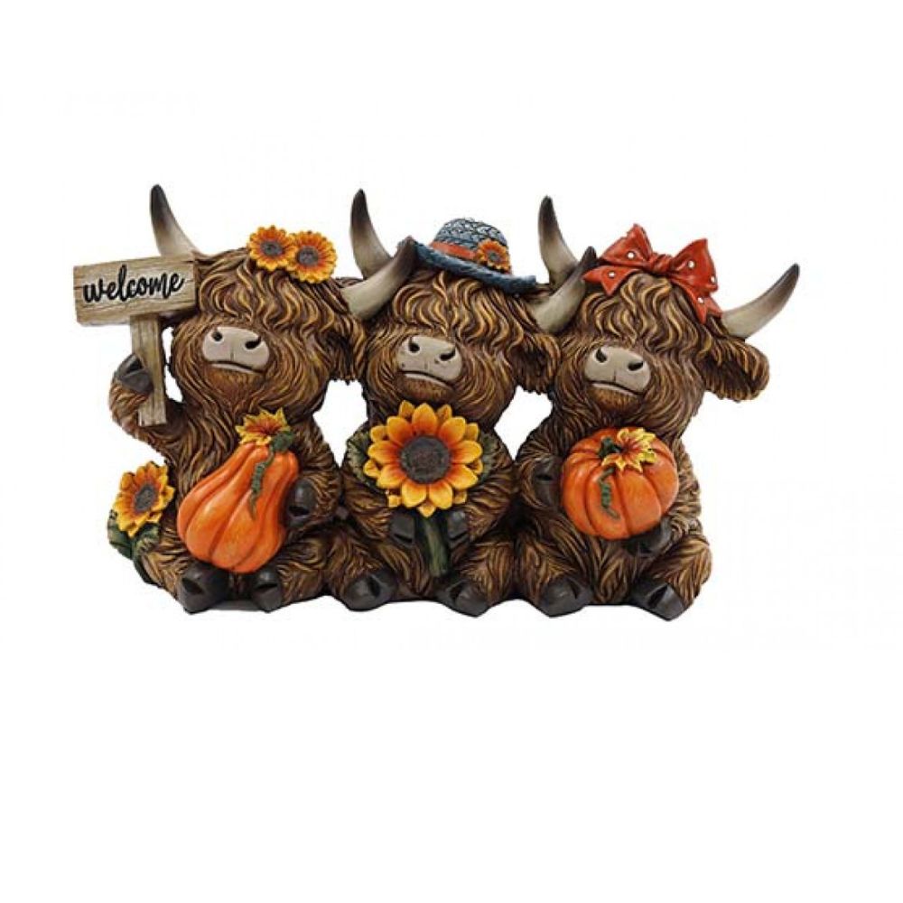 Sifcon 22cm Sitting Highland Cow Decor