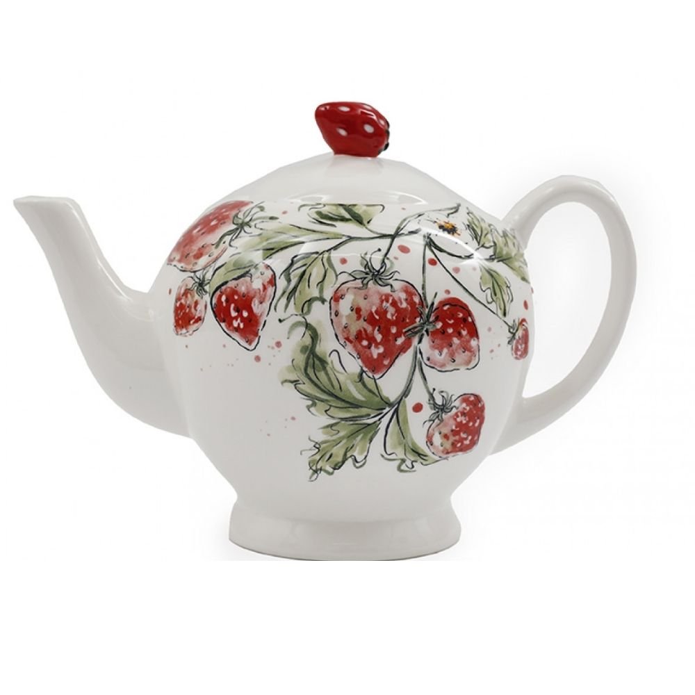 Sifcon 25.5cm Strawberry Print Tea Pot - Old Railway Line Garden Centre