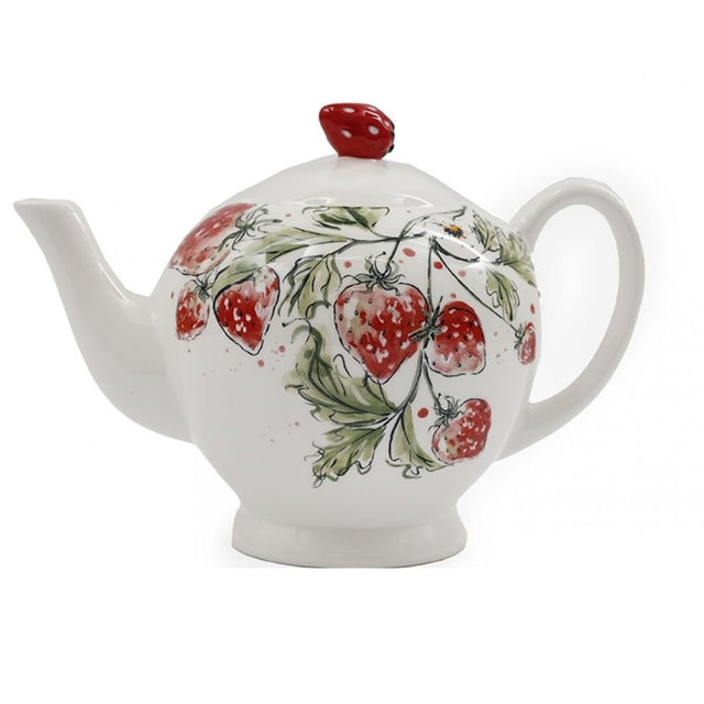 Sifcon 25.5cm Strawberry Print Tea Pot - Old Railway Line Garden Centre