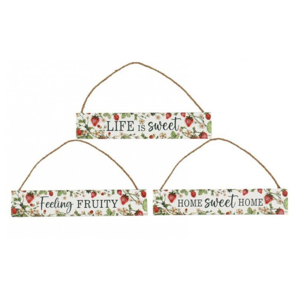 Sifcon 26cm Strawberry Field Wooden Plaque (Choice of 3)