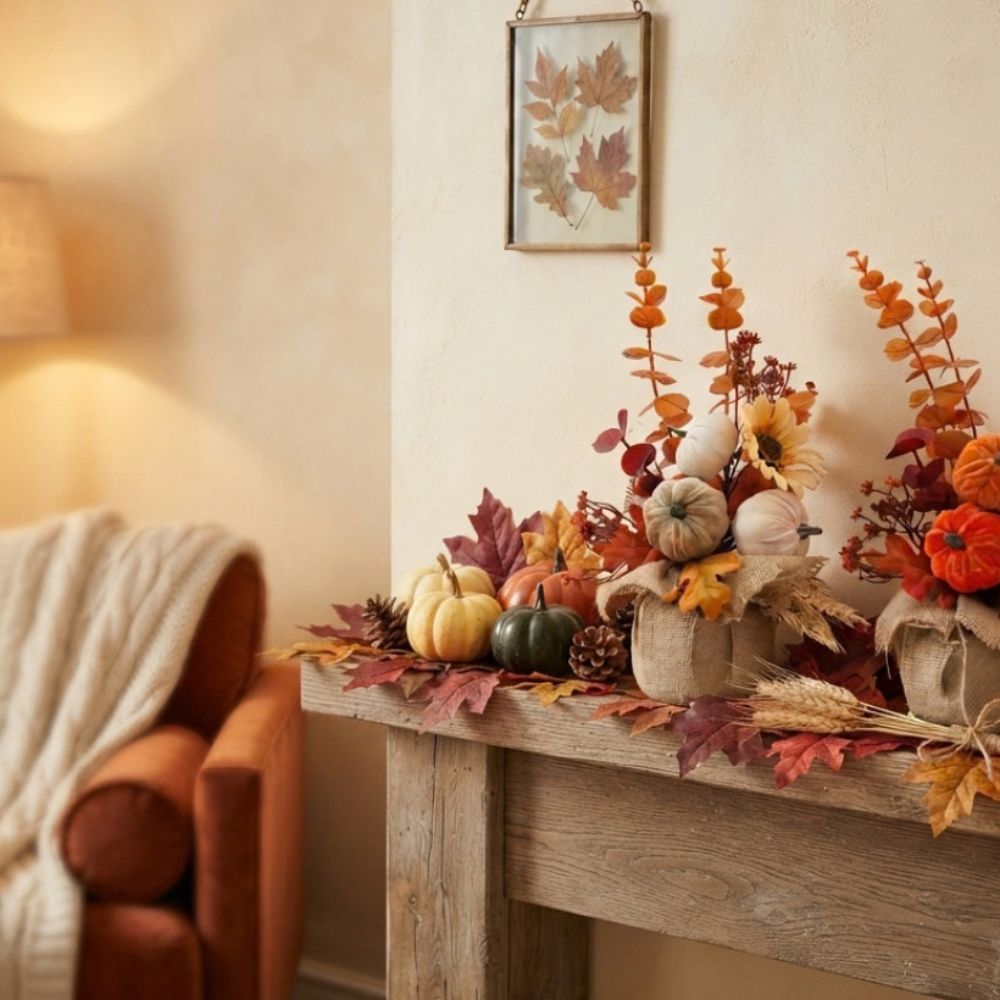 Sifcon 32cm Autumn Pumpkin Floral Bouquet