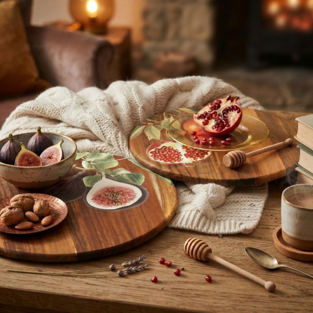 Sifcon 35cm Cosy Home Fruit Wooden Lazy Susan