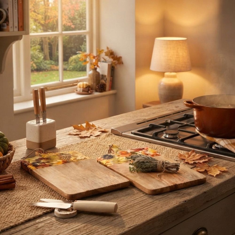 Sifcon 50cm Autumn Chopping Board with Enamel Floral Pattern (Choice of 2)