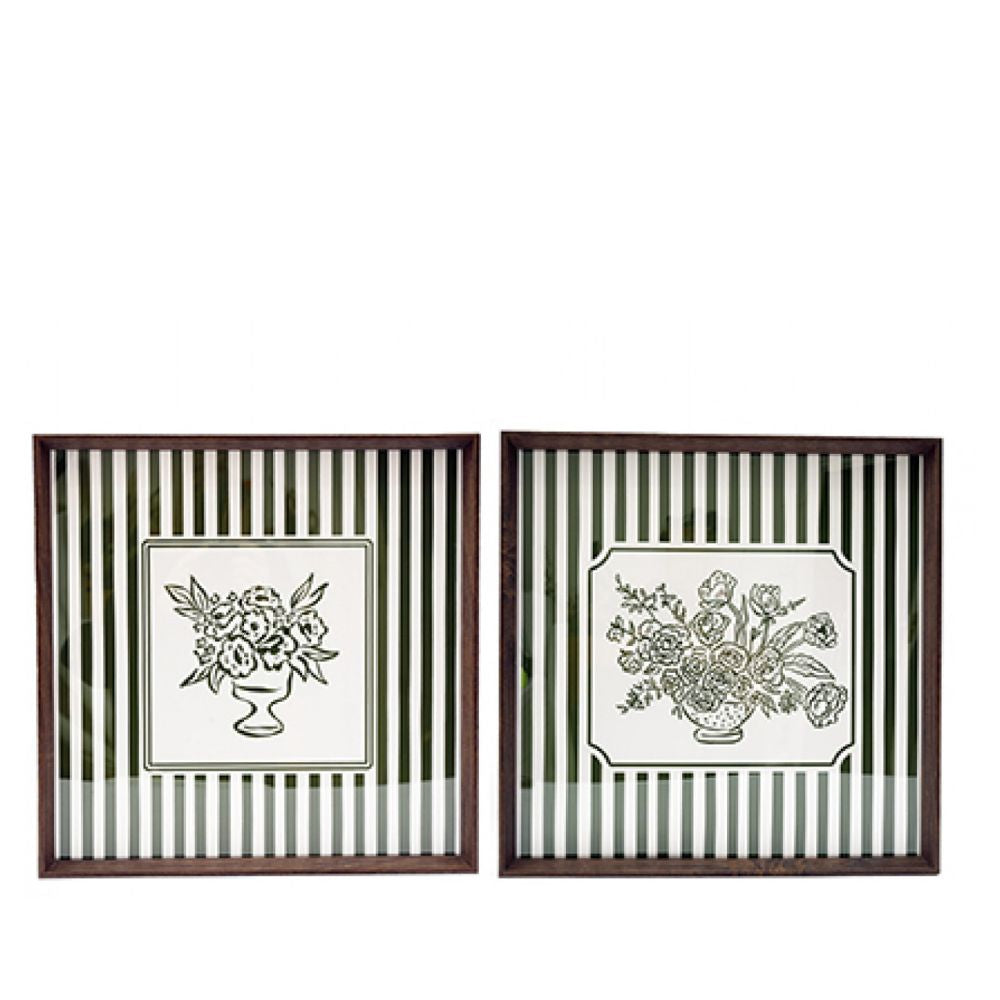 Sifcon 51cm Striped Floral Wall Art