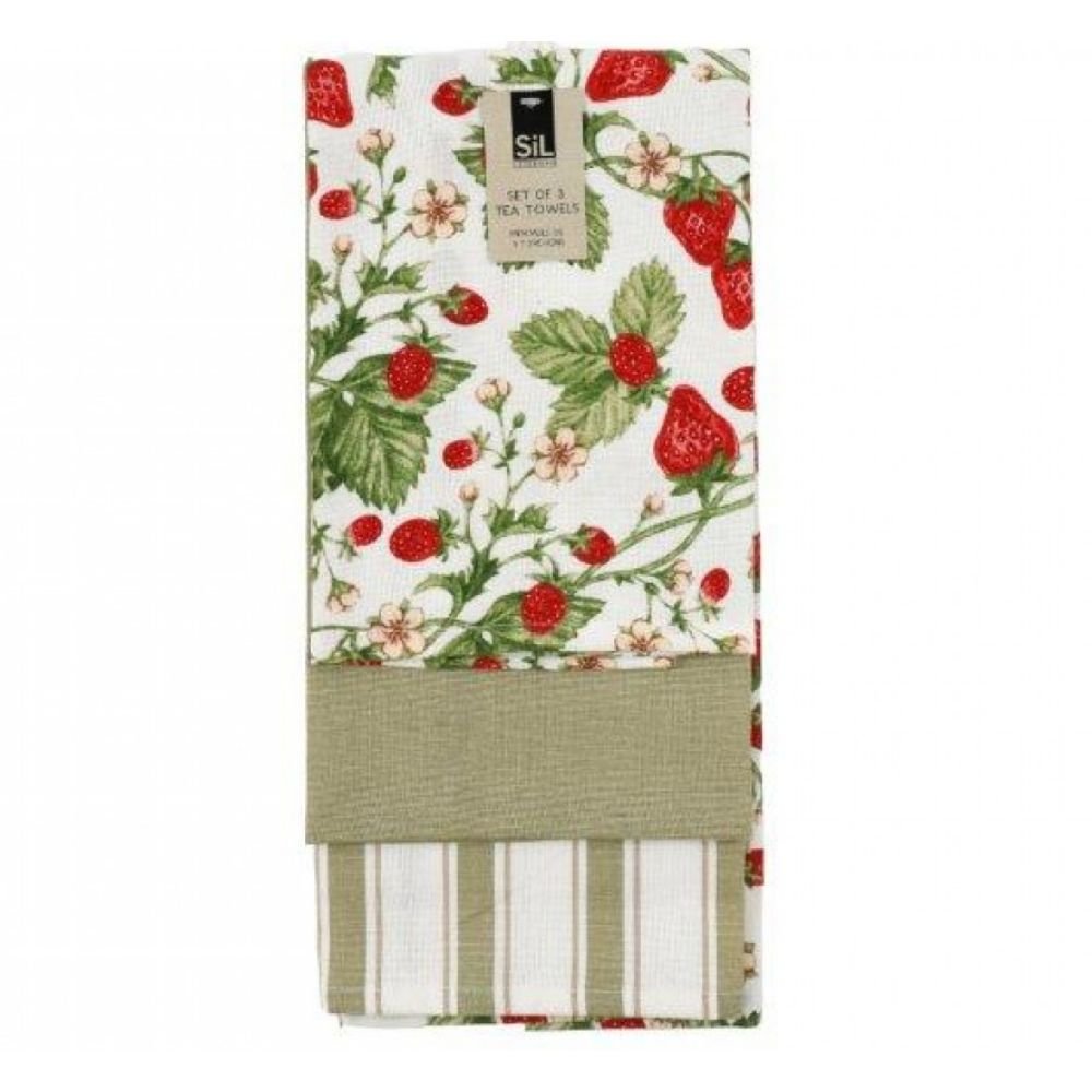 Sifcon Strawberry Tea Towels - (Set of 3) - Old Railway Line Garden Centre