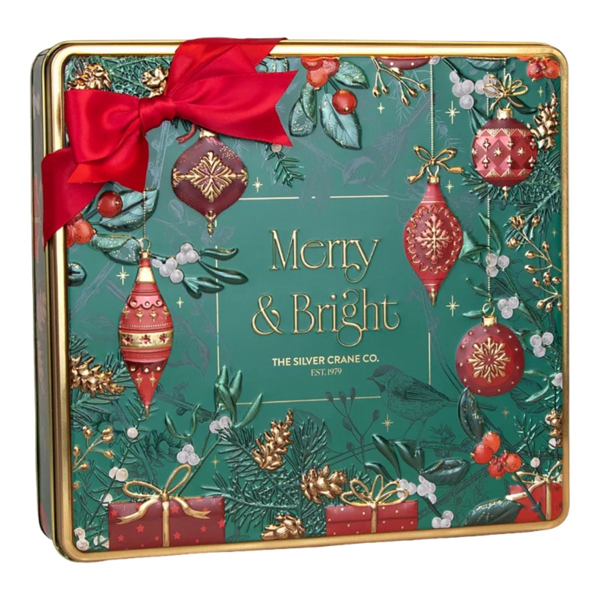 Silver Crane 375g Merry & Bright Biscuit Tin