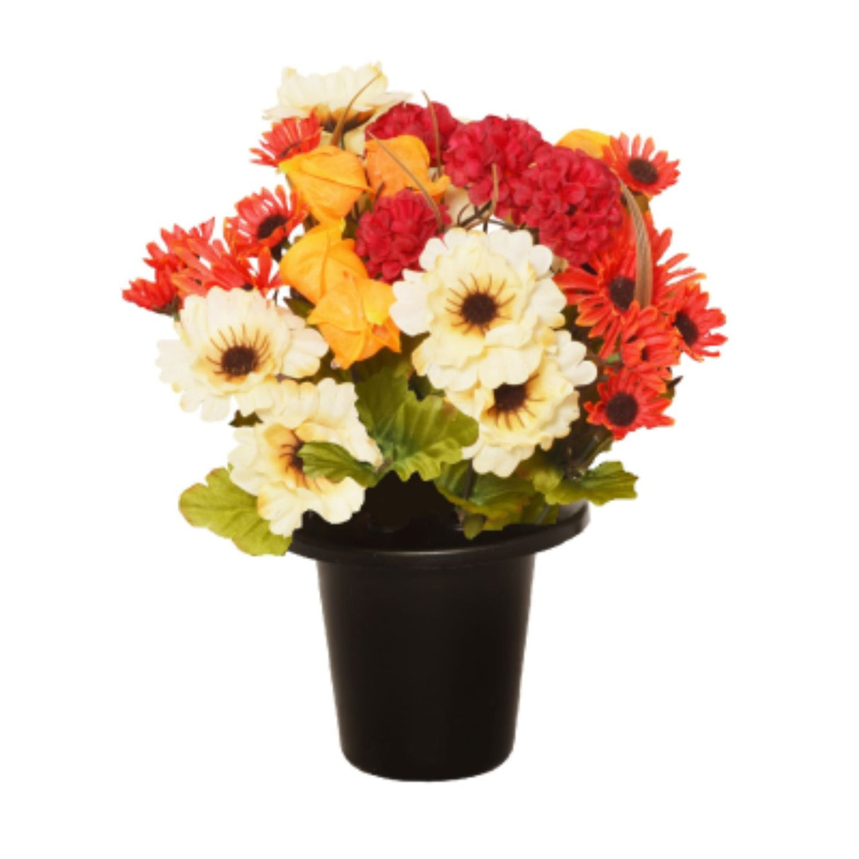 Sincere 25cm Orange Autumn Flower Mix Grave Pot