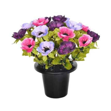 Sincere Floral 25cm Purple Anemone Grave Pot - Old Railway Line Garden Centre