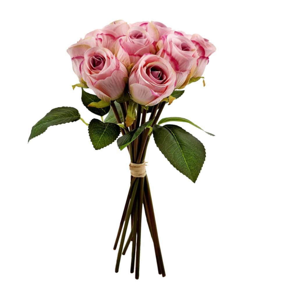 Sincere Floral 29cm Artificial Rosebud Hand Tied Bouquet - Pink