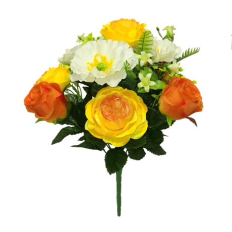 Sincere Floral 38cm Yellow Poppy Rose Blossom - Old Railway Line Garden Centre