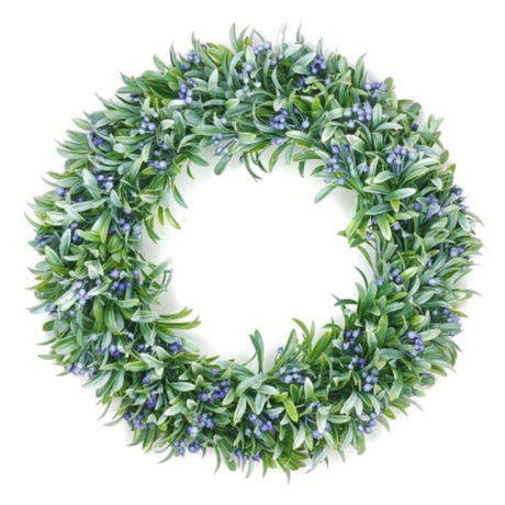 Sincere Floral 40cm Rosemary Purple Berry Wreath - Old Railway Line Garden Centre