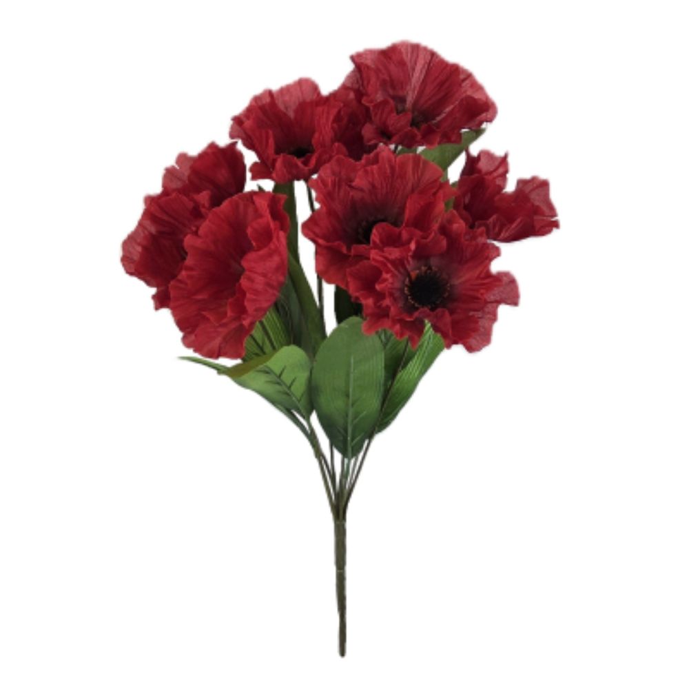 Sincere Floral 43cm Dark Red Poppy Bouquet