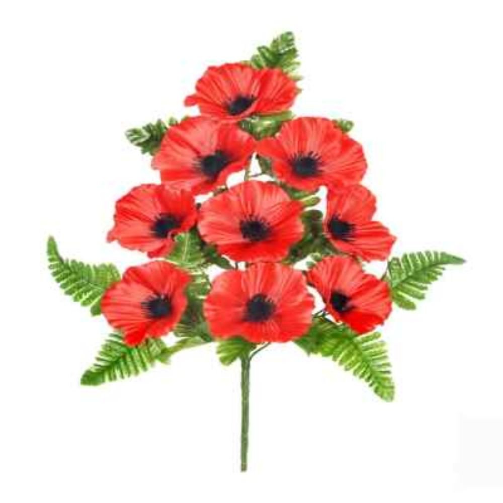 Sincere Floral 46cm Poppy & Fern Spray - Old Railway Line Garden Centre