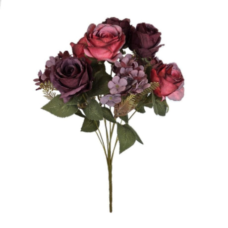 Sincere Floral 47cm Burgundy Rose & Hydrangea Foliage Bouquet - Old Railway Line Garden Centre