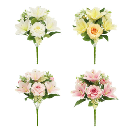 Sincere Floral 48cm Lily & Rose Bouquet (Choice of 4) - Old Railway Line Garden Centre