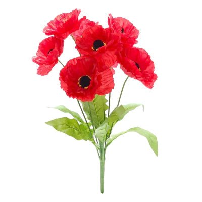 Sincere Floral 48cm Red Poppy Foliage Bush - Old Railway Line Garden Centre