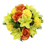 Sincere Floral 24cm Orange Rose Lily Chrysanthemum Pot