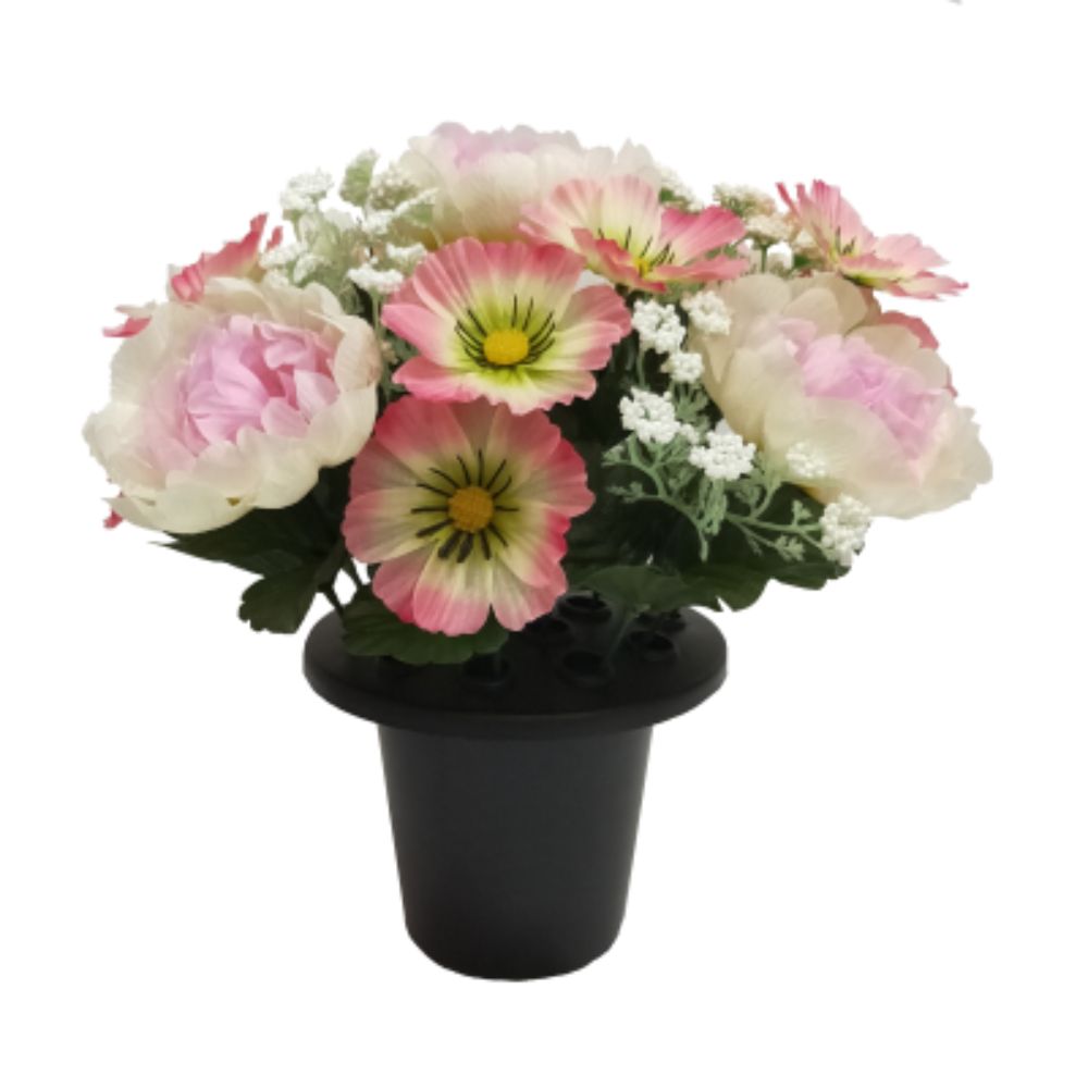 Sincere Floral 25cm Pink Peony Anemone Grave Pot