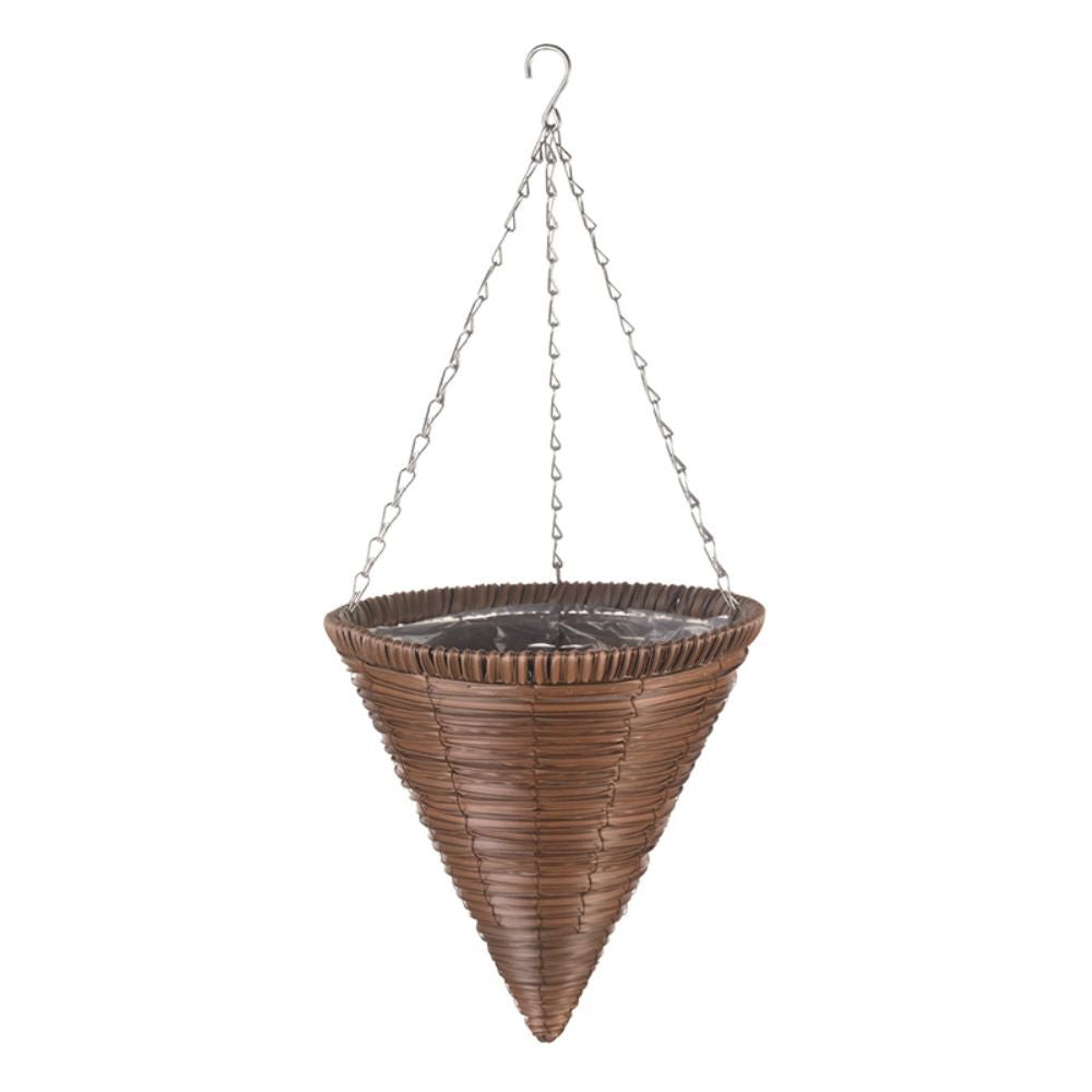Smart Garden 14" Chestnut Faux Rattan Hanging Cone - Old Railway Line Garden Centre