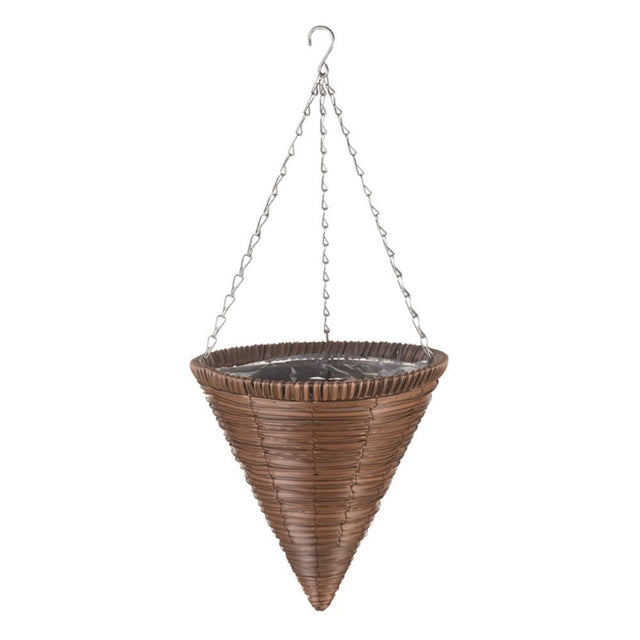 Smart Garden 14" Chestnut Faux Rattan Hanging Cone - Old Railway Line Garden Centre