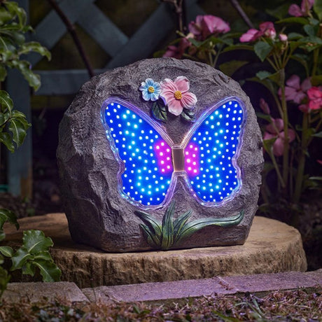 Smart Garden 16cm Papillon Animated Rock Ornament - Old Railway Line Garden Centre