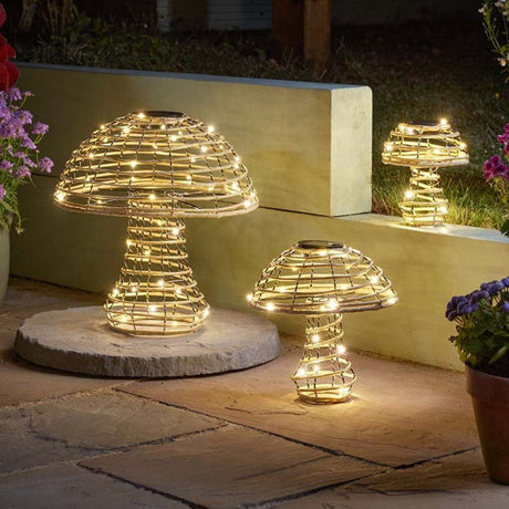 Smart Garden 22cm Glow Cap Rattan Mushroom Large - Old Railway Line Garden Centre