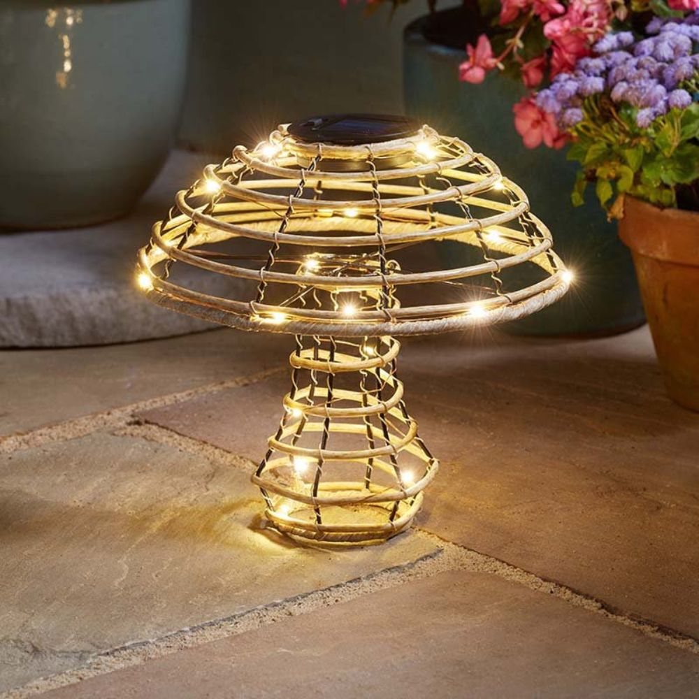 Smart Garden 22cm Glow Cap Rattan Mushroom Large - Old Railway Line Garden Centre