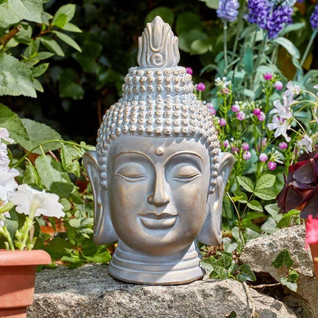 Smart Garden 30cm Buddha Head Garden Ornament - Old Railway Line Garden Centre