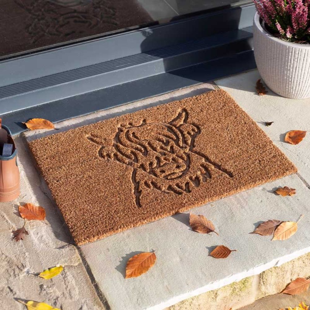 Smart Garden 40cm x 60cm Highland Cow Decoir Door Mat - Old Railway Line Garden Centre