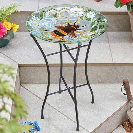 Smart Garden 50cm Glass Bee Bird Bath - Old Railway Line Garden Centre