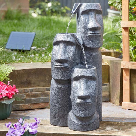 Smart Garden 51cm Easter Island Heads Water Feature - Old Railway Line Garden Centre