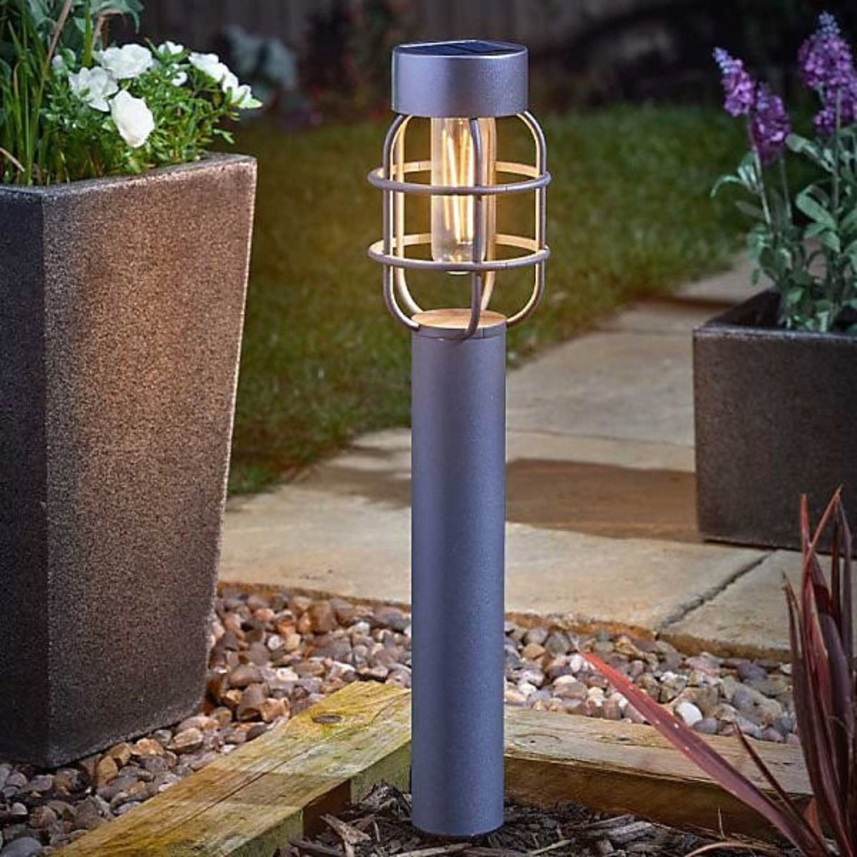Smart Garden 60cm Anglia 365 Cage Solar Stake Bollard Post Lights - Old Railway Line Garden Centre