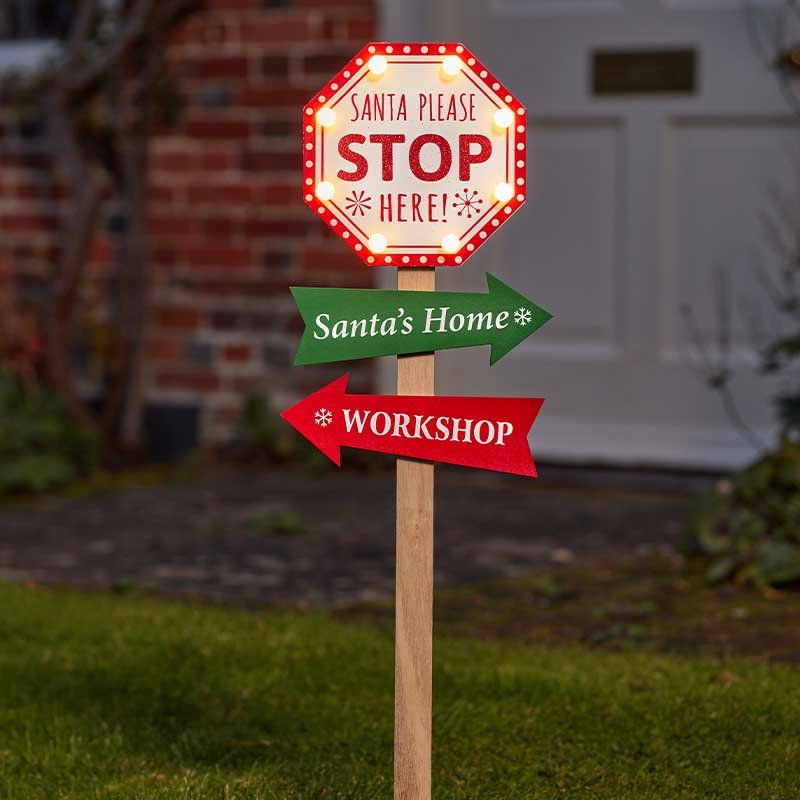 Smart Garden 74.5cm Inlit Santa Stop Sign