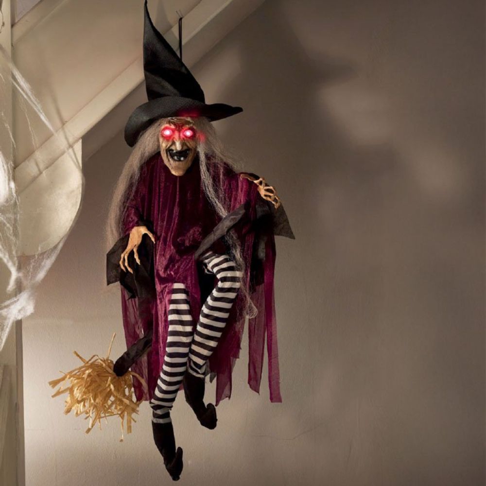 Smart Garden 90cm Animated Cackling Broom Witch