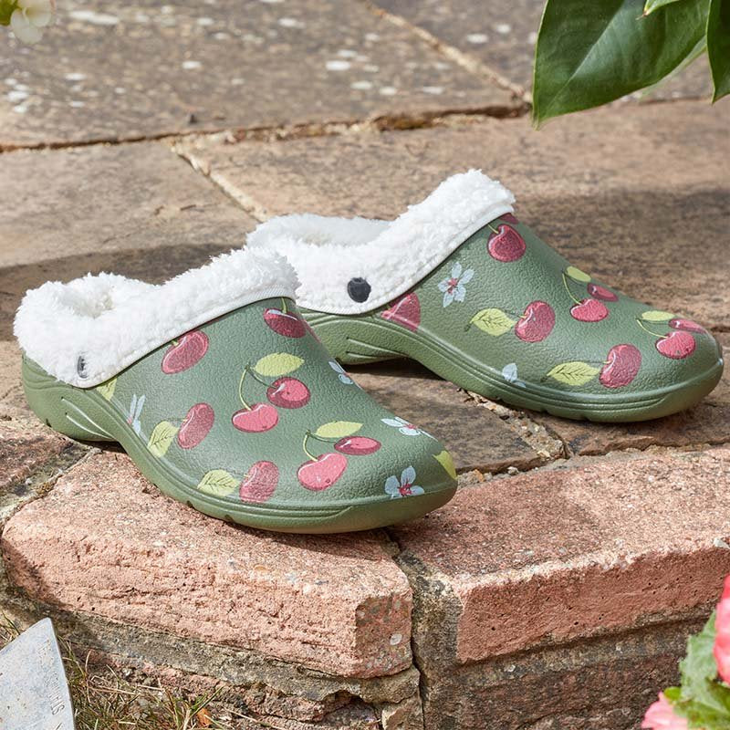 Smart Garden Comfi Fleece Cherry Clogs - Green